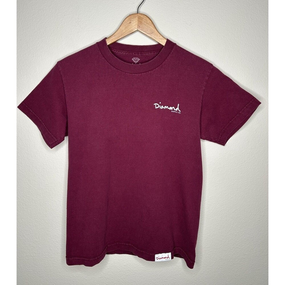 Skater T Diamond Supply Co. Maroon Graphic Print Logo Crew Neck T-Shirt Mens SM